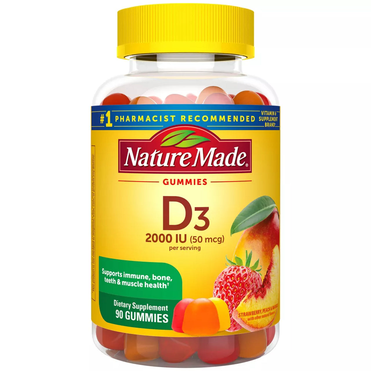 Nature Made Vitamin D3 (2000 IU) adult gummies (90 count bottle)
